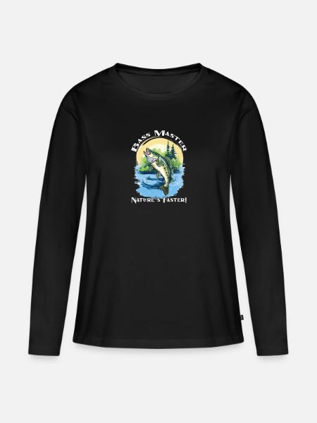 Barsch fischen fisch angeln - Frauen Premium Bio Langarmshirt - Schwarz