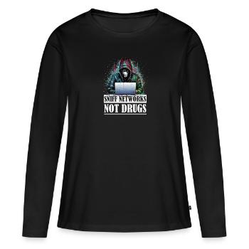 La passion du hacker éthique : Renifler les - T-shirt manches longues Premium bio Femme - noir - Devant - Julia (174cm)