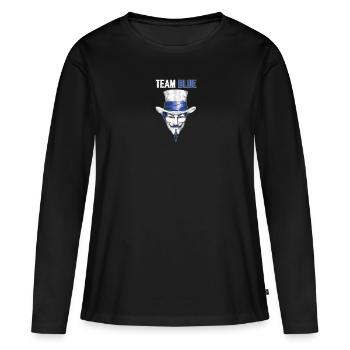 White Hat Pride : Icône du hackathon de l'équipe - T-shirt manches longues Premium bio Femme - noir - Devant - Julia (174cm)