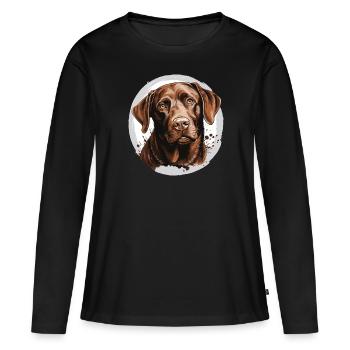 Labrador - T-shirt manches longues Premium bio Femme - noir - Devant - Julia (174cm)