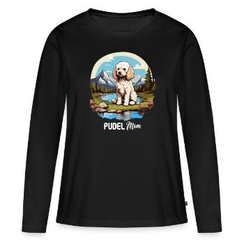 Caniche - T-shirt manches longues Premium bio Femme - noir - Devant - Julia (174cm)