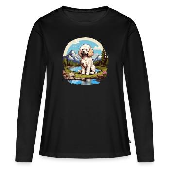 Caniche - T-shirt manches longues Premium bio Femme - noir - Devant - Julia (174cm)