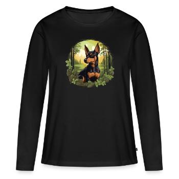 Pinscher - T-shirt manches longues Premium bio Femme - noir - Devant - Julia (174cm)