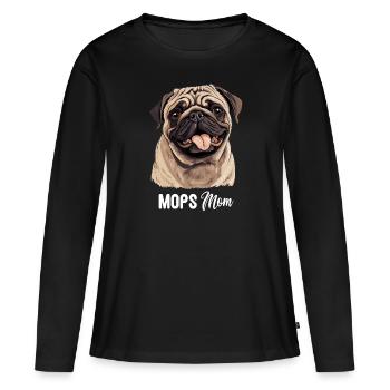 Mops - Frauen Premium Bio Langarmshirt - Schwarz - Vorne - Julia (174cm)