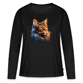 Maine Coon - Frauen Premium Bio Langarmshirt - Schwarz - Vorne - Julia (174cm)