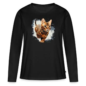 Bengal Cat - Frauen Premium Bio Langarmshirt - Schwarz - Vorne - Julia (174cm)