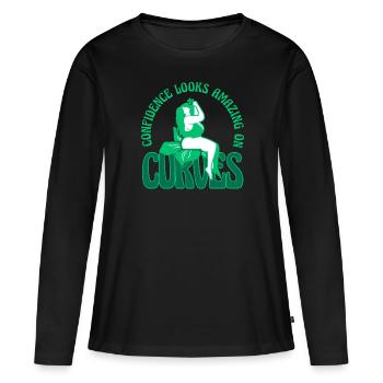 Curvy Chick Body Acceptance - Women's Premium Organic Long Sleeve Shirt - black - Front - Julia (174cm)