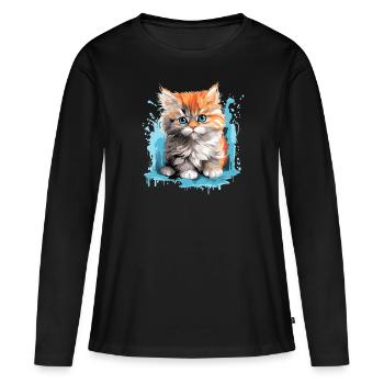 Persian Cat Perser Katze - Frauen Premium Bio Langarmshirt - Schwarz - Vorne - Julia (174cm)