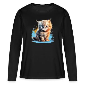 Persian Cat Perser Katze - Frauen Premium Bio Langarmshirt - Schwarz - Vorne - Julia (174cm)