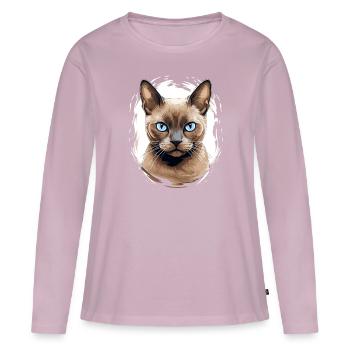 Burmese Cat Burma Katze - Frauen Premium Bio Langarmshirt - Altrosa - Vorne - Julia (174cm)