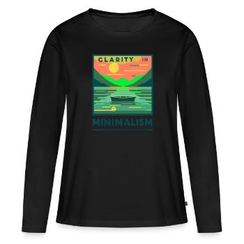 Clarté dans le lac du minimalisme - T-shirt manches longues Premium bio Femme - noir - Devant - Julia (174cm)