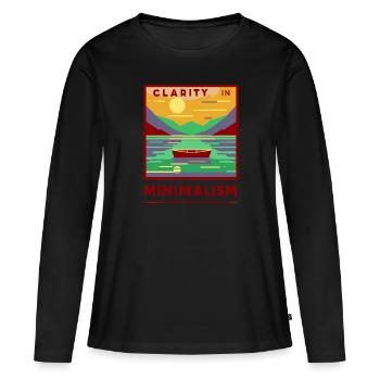 Clarté dans le lac du minimalisme - T-shirt manches longues Premium bio Femme - noir - Devant - Julia (174cm)