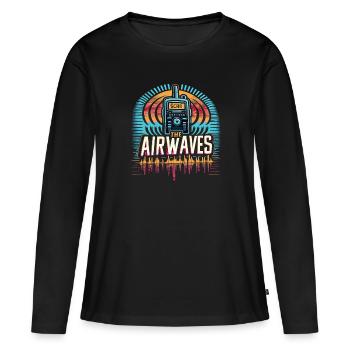 Scan The Airwaves Graphic - Frauen Premium Bio Langarmshirt - Schwarz - Vorne - Julia (174cm)