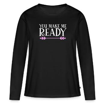 Tu me prépares Denglish - T-shirt manches longues Premium bio Femme - noir - Devant - Julia (174cm)