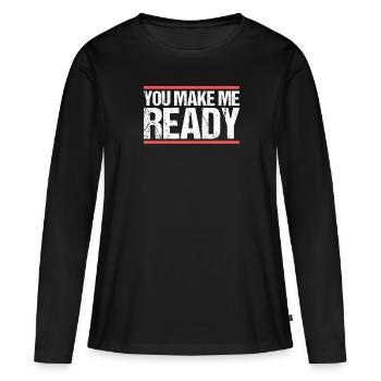 Tu me prépares Denglish - T-shirt manches longues Premium bio Femme - noir - Devant - Julia (174cm)