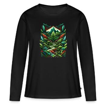 Abstract Ayahuasca Rainforest - Frauen Premium Bio Langarmshirt - Schwarz - Vorne - Julia (174cm)