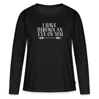 Je t’ai jeté un œil Denglisch - T-shirt manches longues Premium bio Femme - noir - Devant - Julia (174cm)
