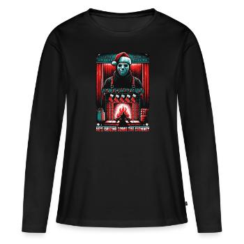 Cheminée Chills Slasher Noël menaçant - T-shirt manches longues Premium bio Femme - noir - Devant - Julia (174cm)