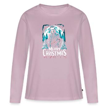 Joyeux Noël Festif Slasher Candy Cane Menace - T-shirt manches longues Premium bio Femme - rose poudré - Devant - Julia (174cm)
