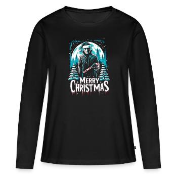 Joyeux Noël Festif Slasher Candy Cane Menace - T-shirt manches longues Premium bio Femme - noir - Devant - Julia (174cm)