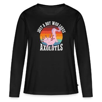 Juste un garçon qui aime les axolotls en rétro - T-shirt manches longues Premium bio Femme - noir - Devant - Julia (174cm)