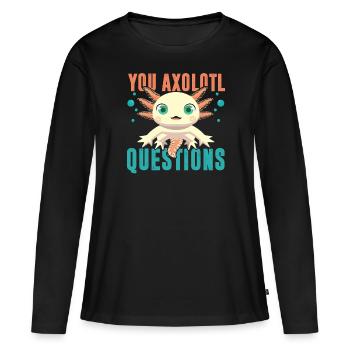 Vos questions sur l’axolotl - T-shirt manches longues Premium bio Femme - noir - Devant - Julia (174cm)