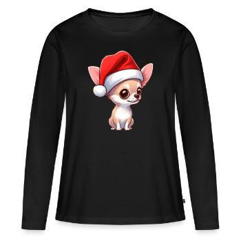 Chihuahua Noël Eve Spirit - T-shirt manches longues Premium bio Femme - noir - Devant - Julia (174cm)