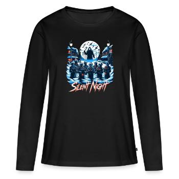 Silent Night Festive Slasher Menace de canne à sucre - T-shirt manches longues Premium bio Femme - noir - Devant - Julia (174cm)
