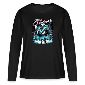 Joyeux Noël Festif Slasher Candy Cane Menace - T-shirt manches longues Premium bio Femme - noir - Devant - Julia (174cm)
