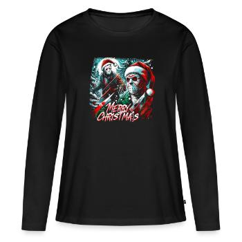 Joyeux Noël Festif Slasher Candy Cane Menace - T-shirt manches longues Premium bio Femme - noir - Devant - Julia (174cm)