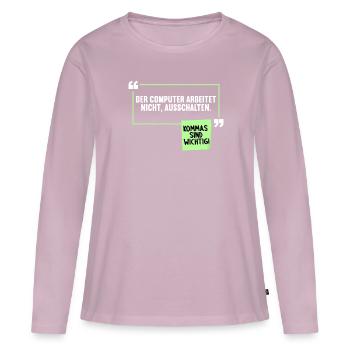 Lustiger Komma Satzzeichen Spruch Deutschlehrer - Frauen Premium Bio Langarmshirt - Altrosa - Vorne - Julia (174cm)