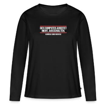 Lustiger Komma Satzzeichen Spruch Deutschlehrer - Frauen Premium Bio Langarmshirt - Schwarz - Vorne - Julia (174cm)