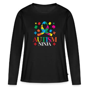 Autisme Ninja Syndrome d’Asperger Spectre - T-shirt manches longues Premium bio Femme - noir - Devant - Julia (174cm)