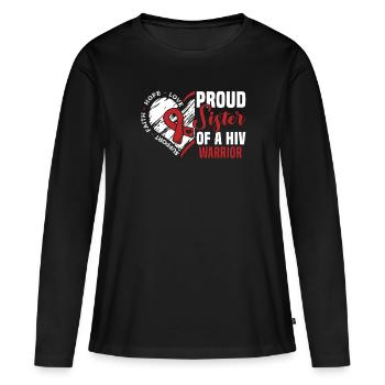 Fière sœur d’un combattant de la lutte contre le VIH - T-shirt manches longues Premium bio Femme - noir - Devant - Julia (174cm)