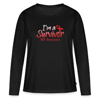 Je suis un survivant Mois de la sensibilisation au VIH Lutte contre le sida - T-shirt manches longues Premium bio Femme - noir - Devant - Julia (174cm)