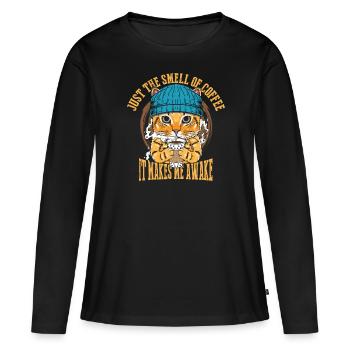 Nur Der Geruch Von Kaffee - Frauen Premium Bio Langarmshirt - Schwarz - Vorne - Julia (174cm)
