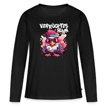 Huhn Hühner Hühnerbesitzer Verrücktes Huhn - Frauen Premium Bio Langarmshirt - Schwarz - Vorne - Julia (174cm)