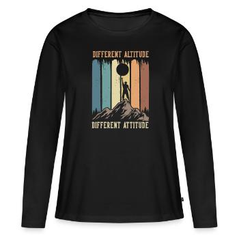 Altitude différente, attitude différente - T-shirt manches longues Premium bio Femme - noir - Devant - Julia (174cm)