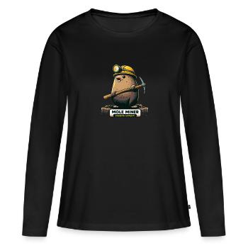 Exploitation minière de taupes aventureuse - T-shirt manches longues Premium bio Femme - noir - Devant - Julia (174cm)