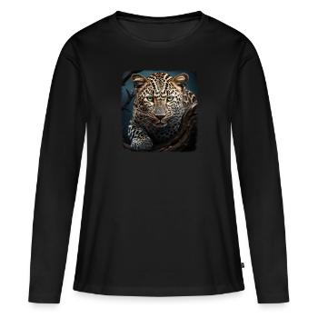 Leoparde réaliste Leopard - T-shirt manches longues Premium bio Femme - noir - Devant - Julia (174cm)