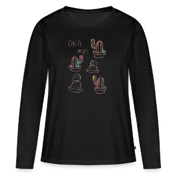Maman cactus - T-shirt manches longues Premium bio Femme - noir - Devant - Julia (174cm)