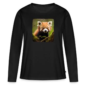 Pandas roux Panda roux réaliste - T-shirt manches longues Premium bio Femme - noir - Devant - Julia (174cm)