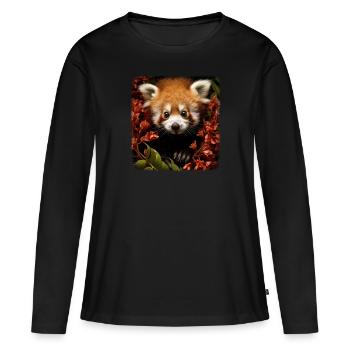 Pandas roux Panda roux réaliste - T-shirt manches longues Premium bio Femme - noir - Devant - Julia (174cm)