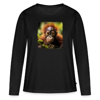 Orangs-outans réalistes Orangs-outans - T-shirt manches longues Premium bio Femme - noir - Devant - Julia (174cm)