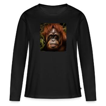 Orangs-outans réalistes Orangs-outans - T-shirt manches longues Premium bio Femme - noir - Devant - Julia (174cm)