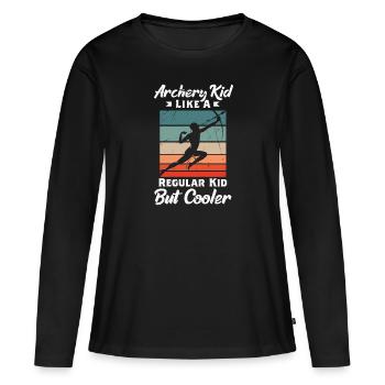Arc de tir à l’arc - T-shirt manches longues Premium bio Femme - noir - Devant - Julia (174cm)