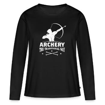 Arc de tir à l’arc - T-shirt manches longues Premium bio Femme - noir - Devant - Julia (174cm)