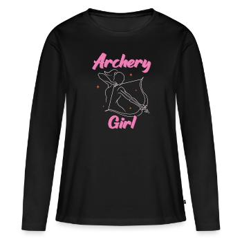 Arc de tir à l’arc - T-shirt manches longues Premium bio Femme - noir - Devant - Julia (174cm)