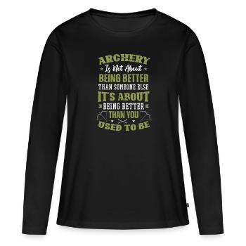 Arc de tir à l’arc - T-shirt manches longues Premium bio Femme - noir - Devant - Julia (174cm)