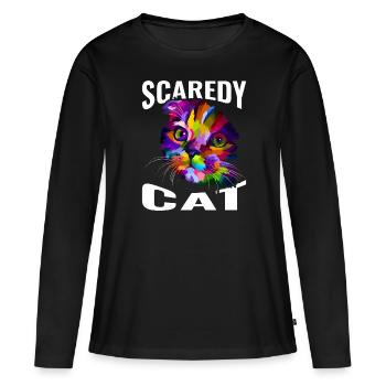 Chat effrayé - T-shirt manches longues Premium bio Femme - noir - Devant - Julia (174cm)